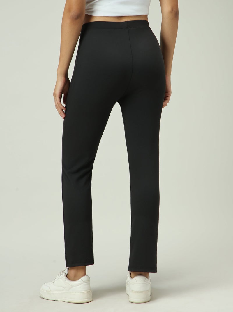OUTZIDR Black Front Slit Leggings - Image 2